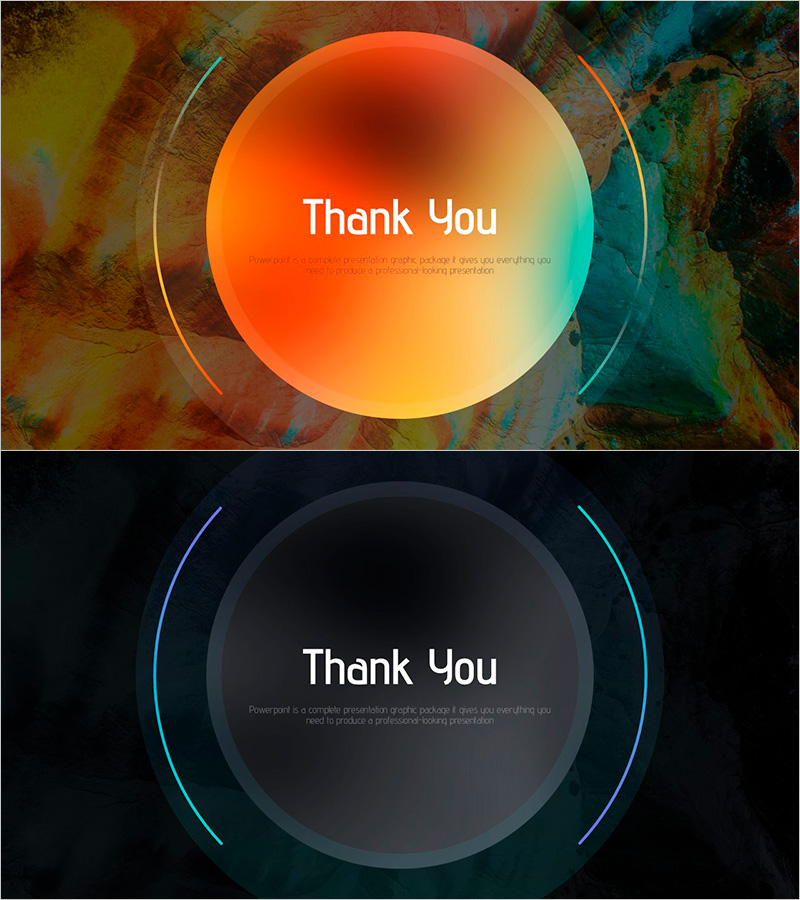 감각적인 원형 템플릿으로 프레젠테이션를 마무리하기 – 고급스러운 Thank You