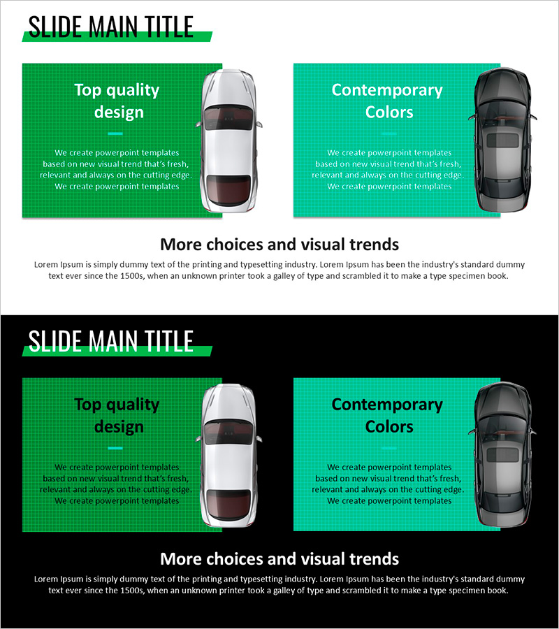 자동차 및 텍스트박스 활용을 극대화한 심플한 프레젠테이션 템플릿