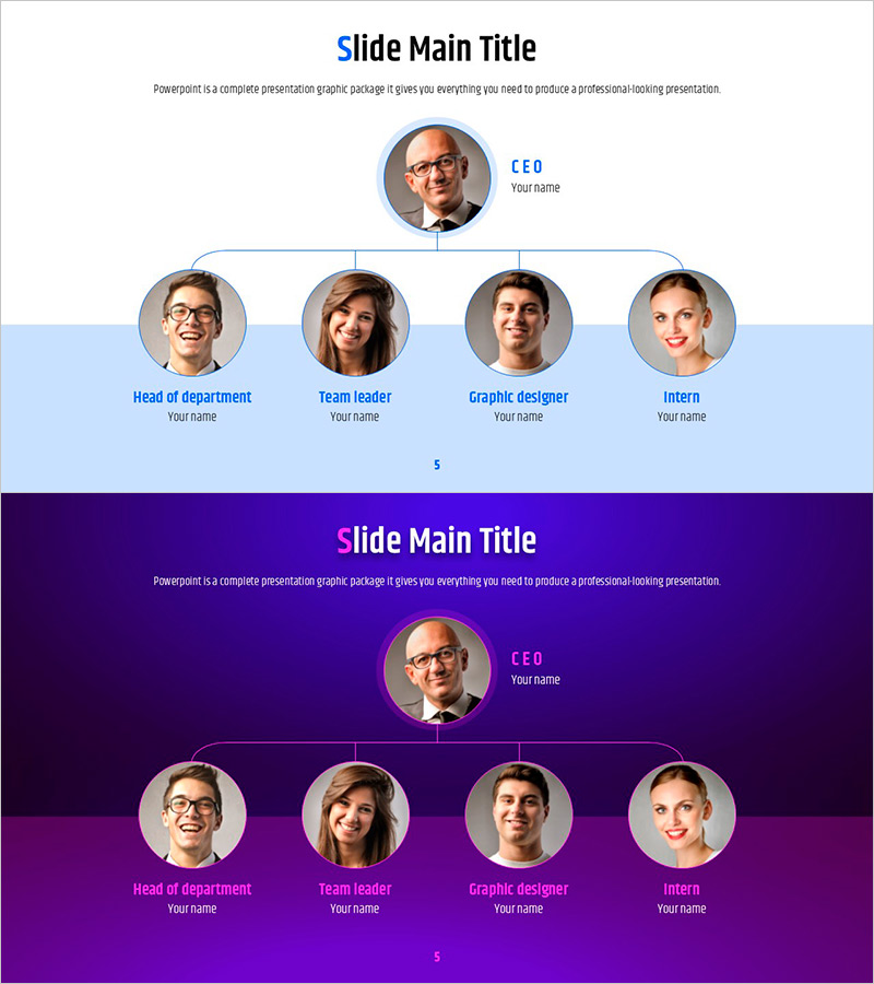 기하학 패턴 와이드 PPT 조직도