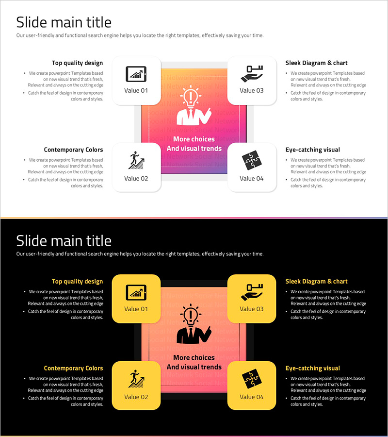 소셜 네트워크 다이어그램 템플릿 – 현대적 비즈니스 소개