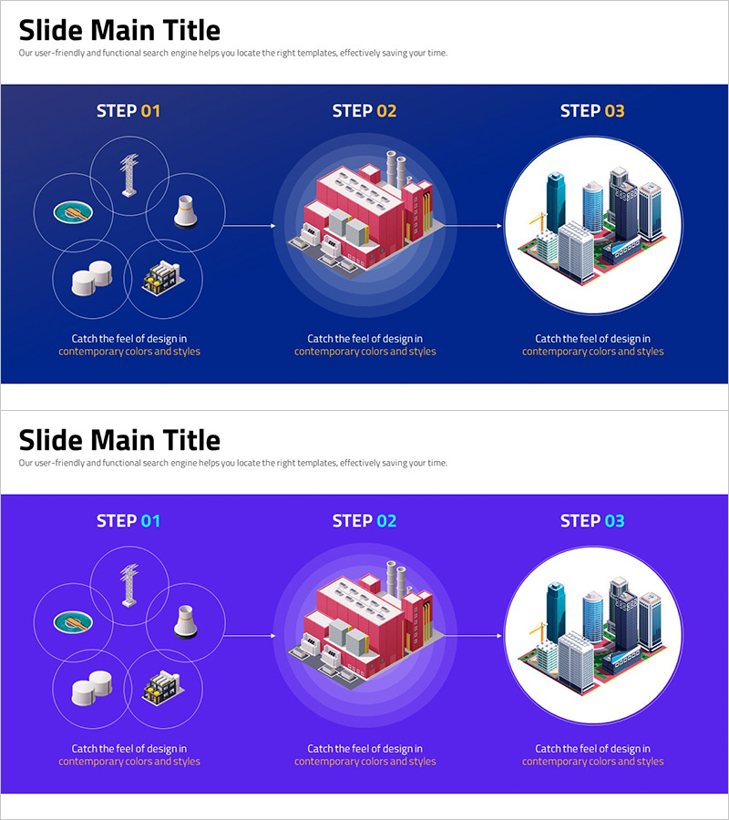 산업 단계별 프로세스 시각화 템플릿 – 효과적인 정보 전달