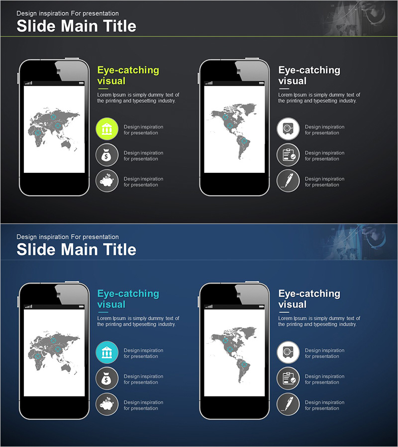 타겟 지역 목표 & 핸드폰 목업 – 마케팅 계획 전략의 시각화