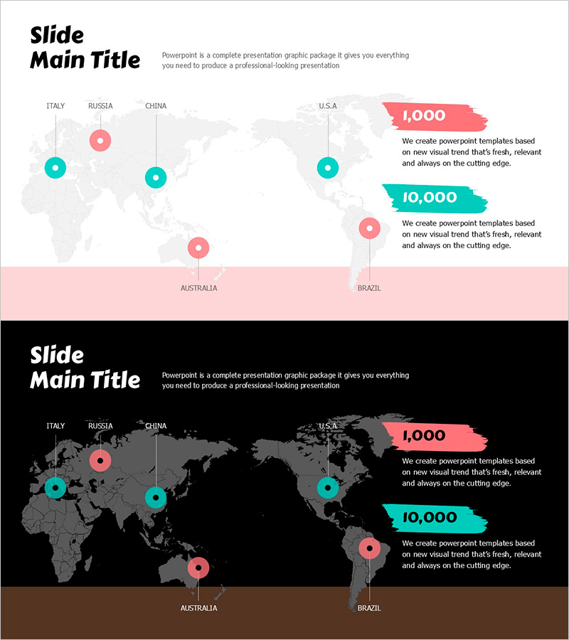 봄 파스텔 와이드 파워포인트 템플릿 지도