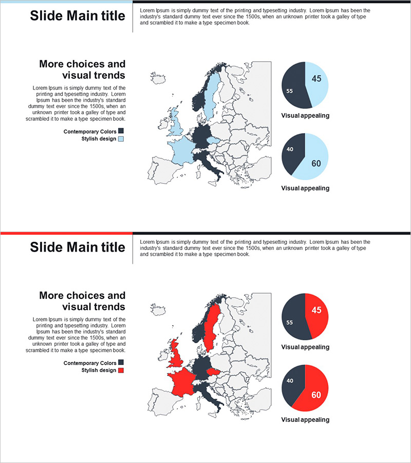 유럽지역 조사 파이형 원그래프 – 시장 분석과 전략