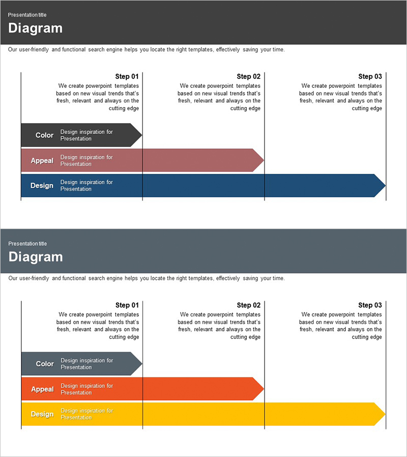 단계별 일정계획 선형 다이어그램 – 명확한 추진 전략