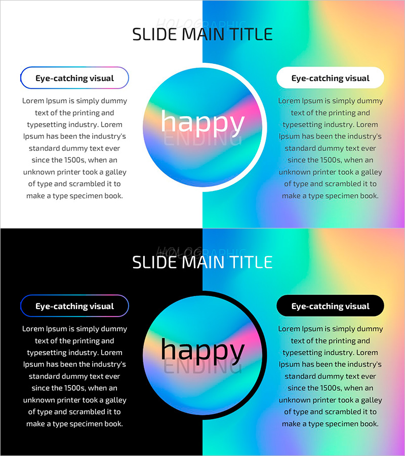 홀로그램 와이드 PPT 설명 슬라이드 – 비즈니스 아이디어 도출