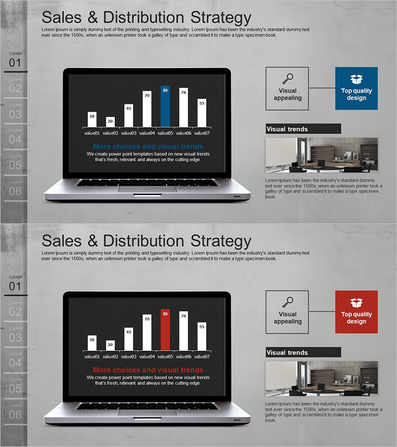 세로막대 PC 목업 그래프 – 시장 분석 및 경쟁사 분석