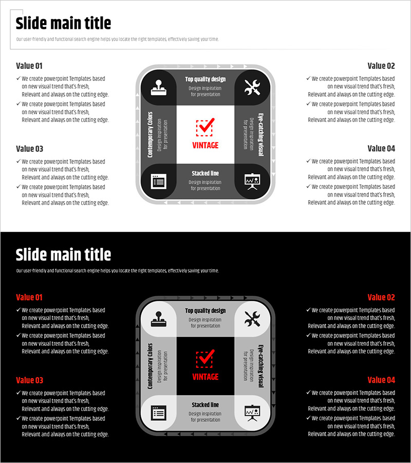 모던 와이드 파워포인트 템플릿 연결 다이어그램