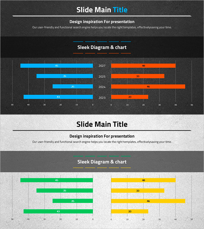 자동차 와이드 템플릿 쌍가로 막대 그래프