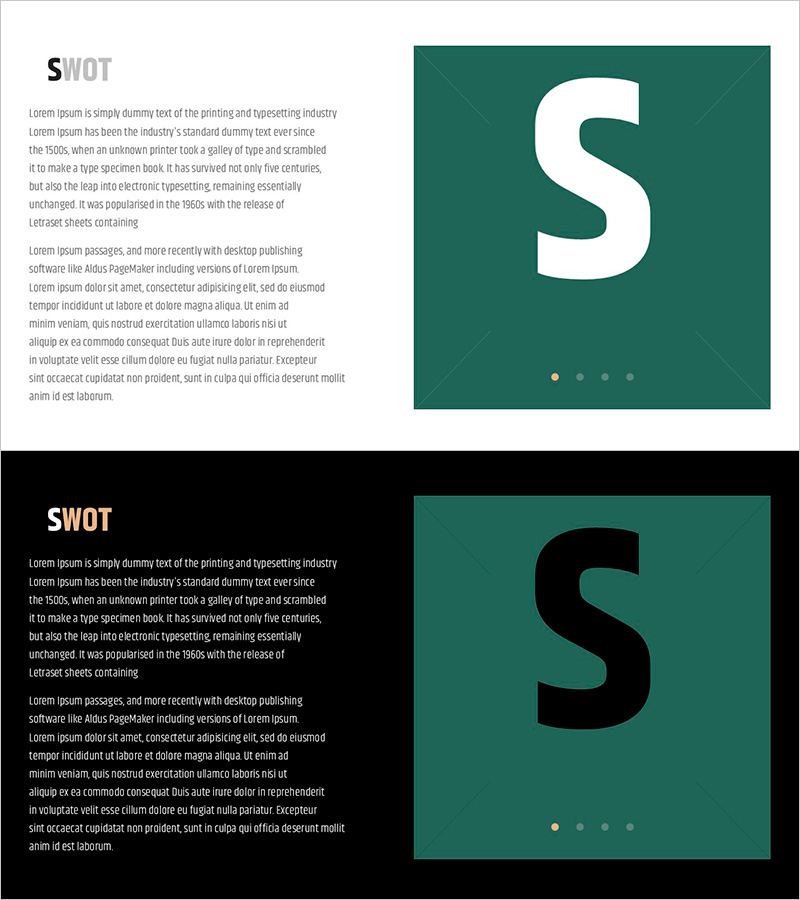 SWOT 분석을 위한 심플 & 모던 와이드 PPT 템플릿