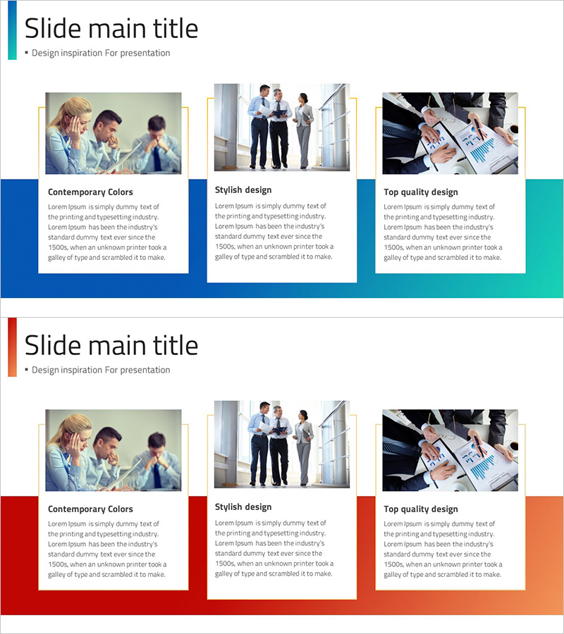모던 디자인의 컬러 강조 슬라이드 – 발표의 영감을 주다