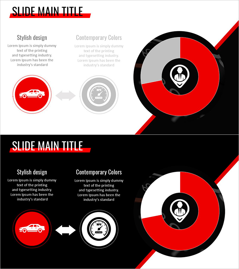 심플 자동차 도넛차트로 제품 소개 – 세련된 디자인과 발언적 요소