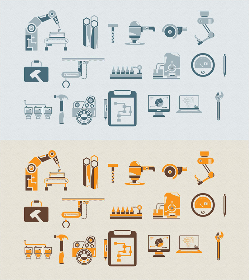 기계 자동화 및 산업 공정 인포그래픽 슬라이드