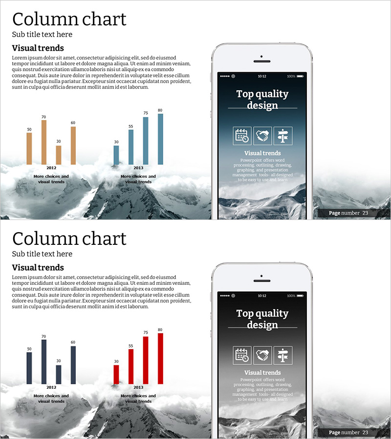 경쟁사 분석 그래프 & 핸드폰 목업 – 시장 현황을 한눈에