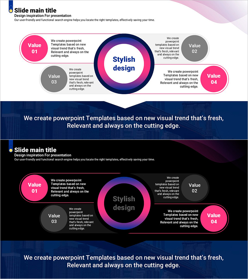 곡선 테마 보라색 템플릿 다이어그램 – 제품/서비스 소개에 최적화