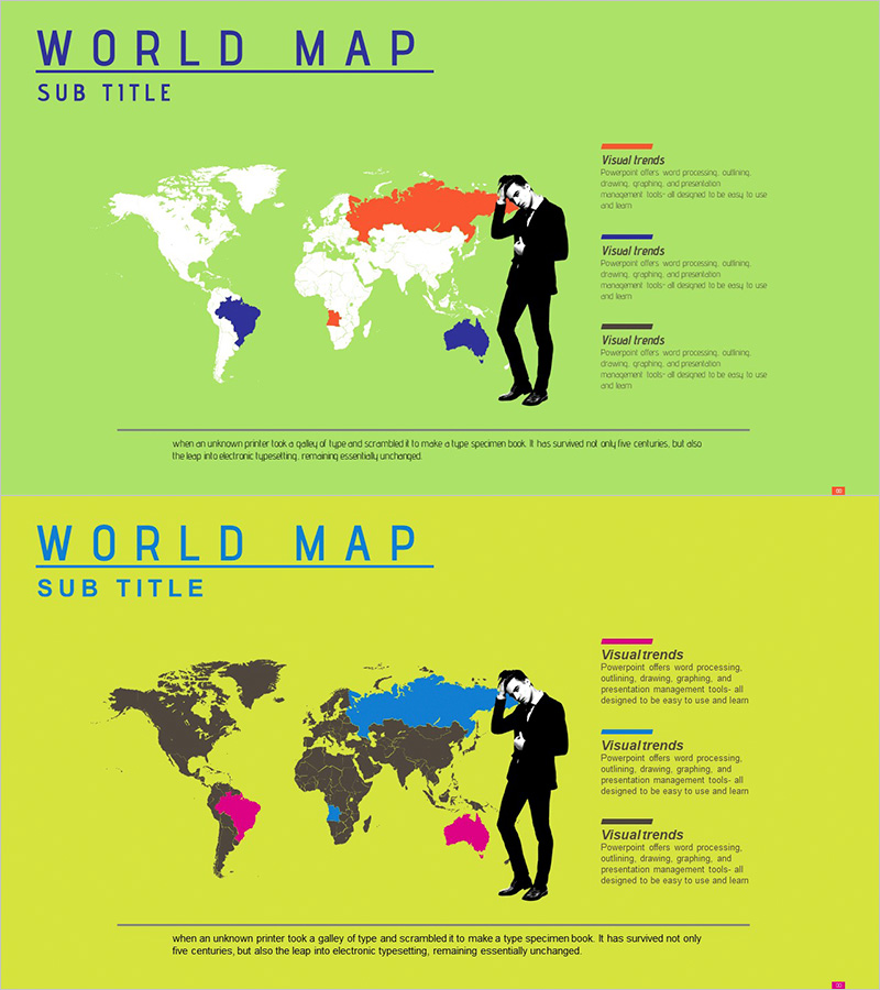 글로벌 국가별 목표를 시각화한 세계지도 슬라이드 – 마케팅 전략 공유