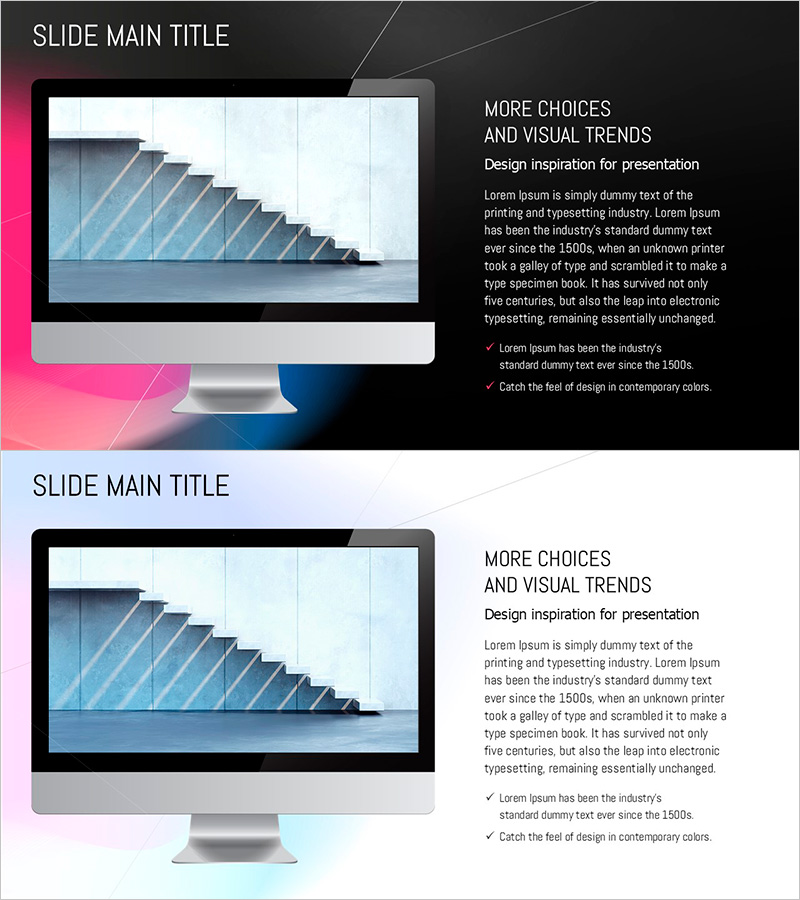 원형 그라데이션 와이드 템플릿 목업2 – 혁신적 디자인의 시작