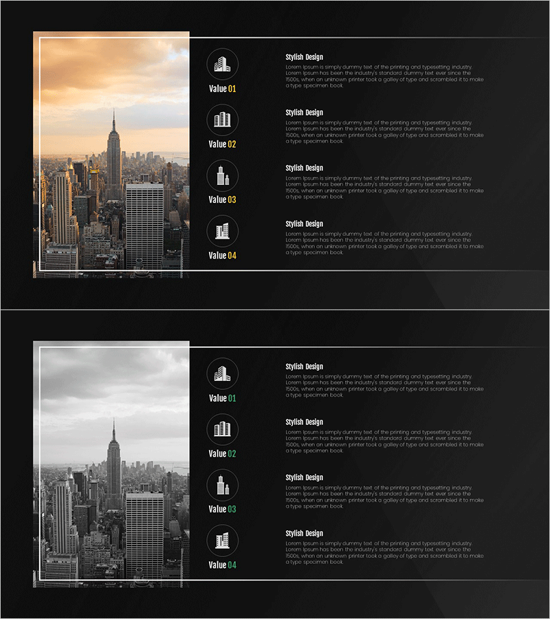 비즈니스 목표 설정을 시각화하는 4단계 슬라이드
