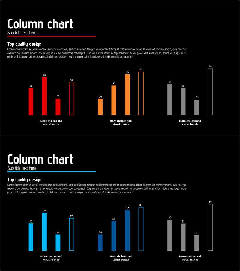 3가지 주제의 성과 그래프 – 데이터 시각화의 아이콘