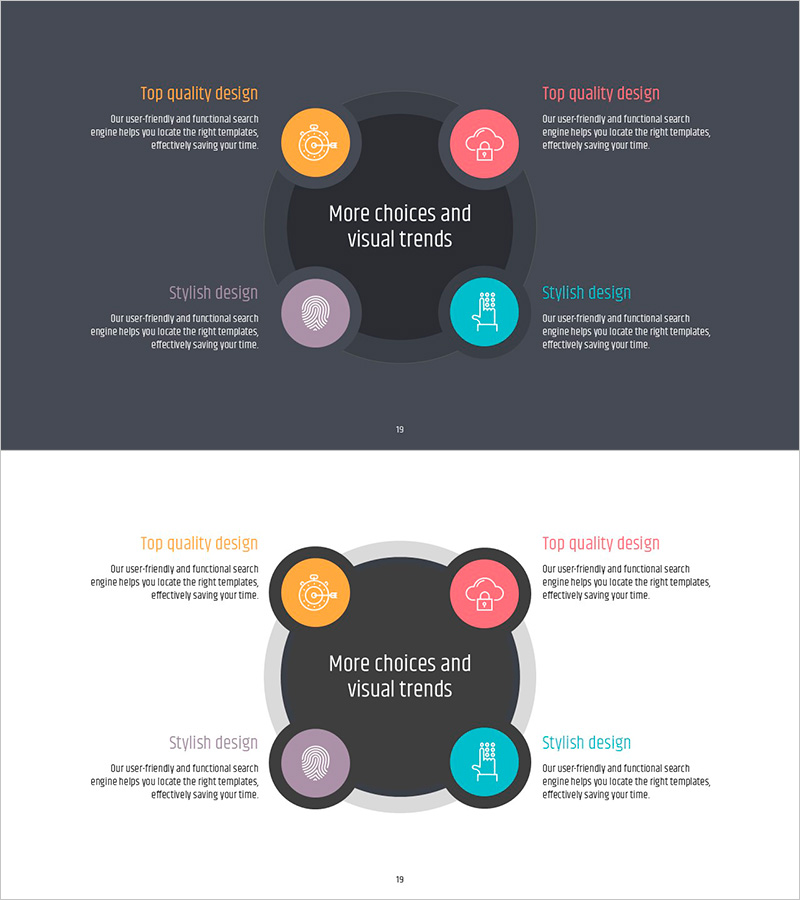 심플 피피티 와이드 템플릿 다이어그램 – 사업 전략과 비전