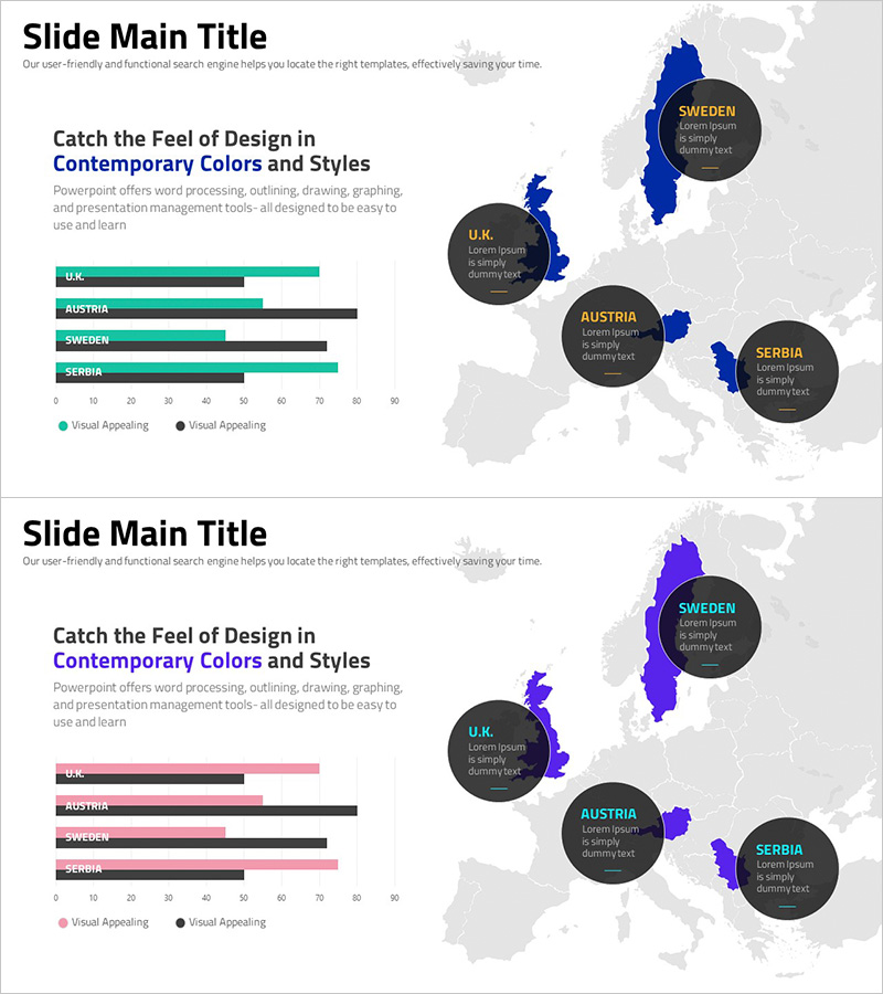 사각형 다이어그램으로 국가별 디자인 선호도 시각화