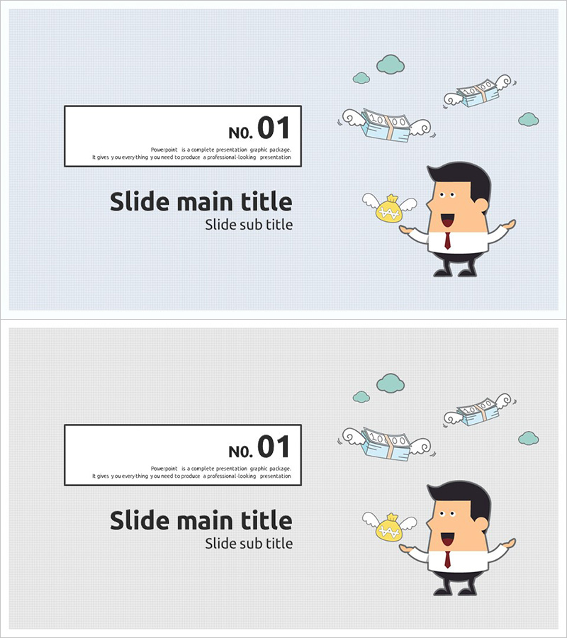 2D 회사원 캐릭터 템플릿 간지 – 유쾌한 슬라이드 구성을 위한 선택