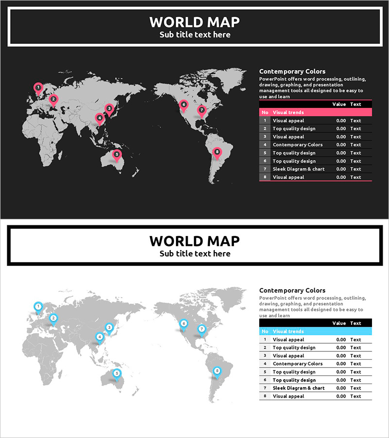 세계지도를 활용한 감각적인 클라우드 PPT 템플릿