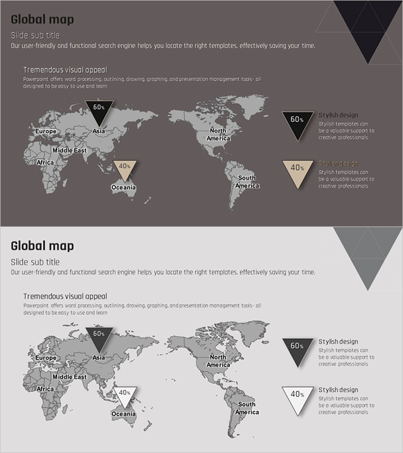 삼각형 표시 글로벌 맵 – 기업 소개 및 글로벌 네트워크