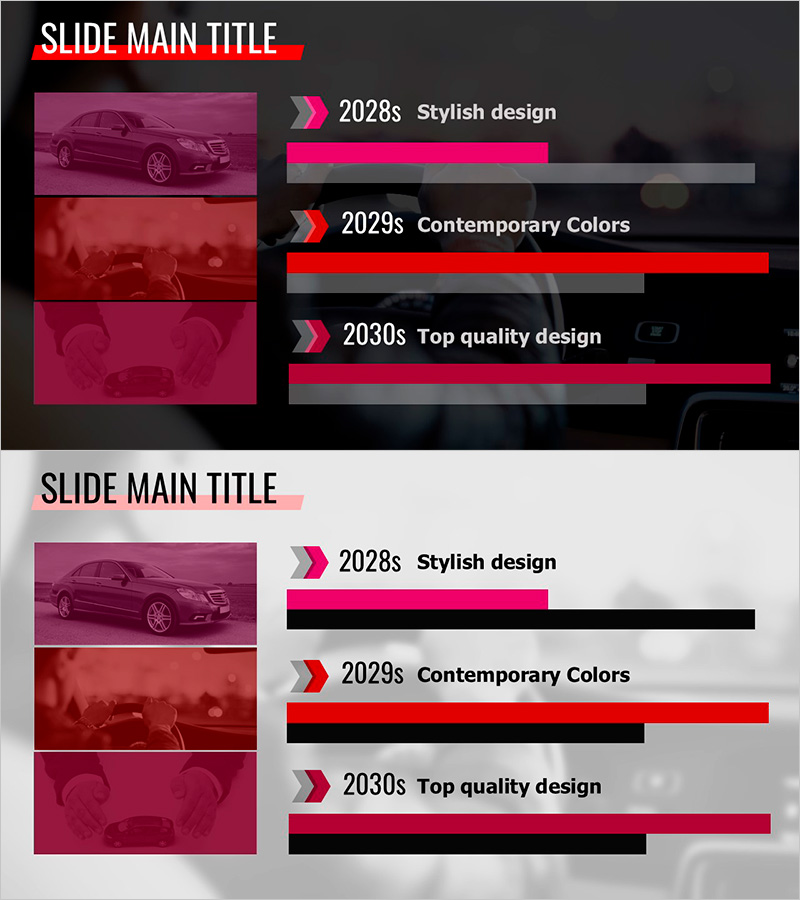 가로막대 그래프를 활용한 자동차 마케팅 전략 – 심플하고 세련된 디자인