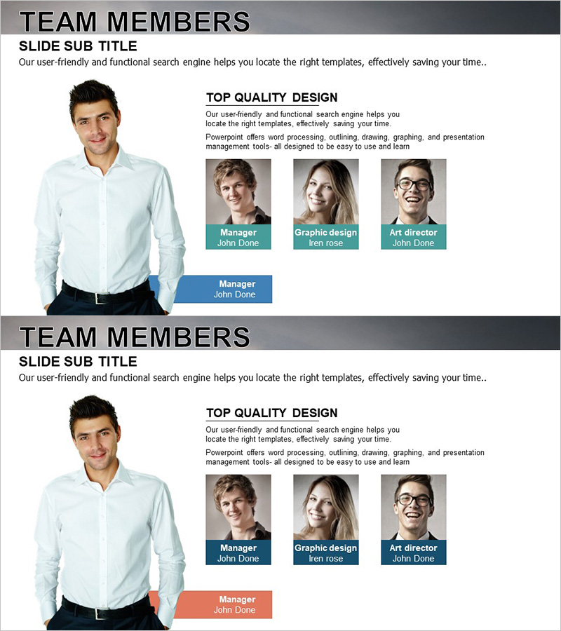 대표자 & 최고의 팀원 프로필 슬라이드 템플릿