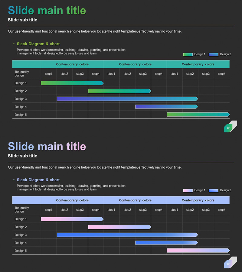 그라데이션 테마 일정 계획표 – 사업 추진 전략 도구