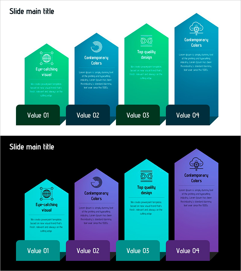 현대적 디자인의 프레젠테이션 템플릿 – 주목을 받을 준비가 된 비주얼