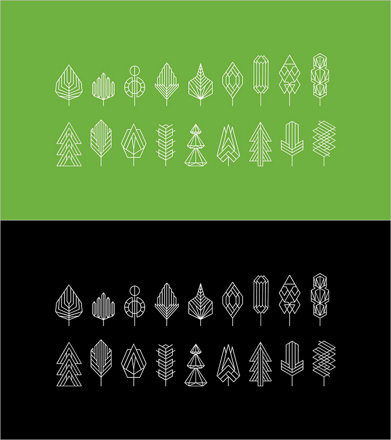 모던한 나무 아이콘 세트 – 자연과 디자인의 조화