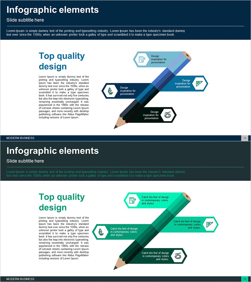 연필 모양 다이어그램 – 사업 소개의 클러스터