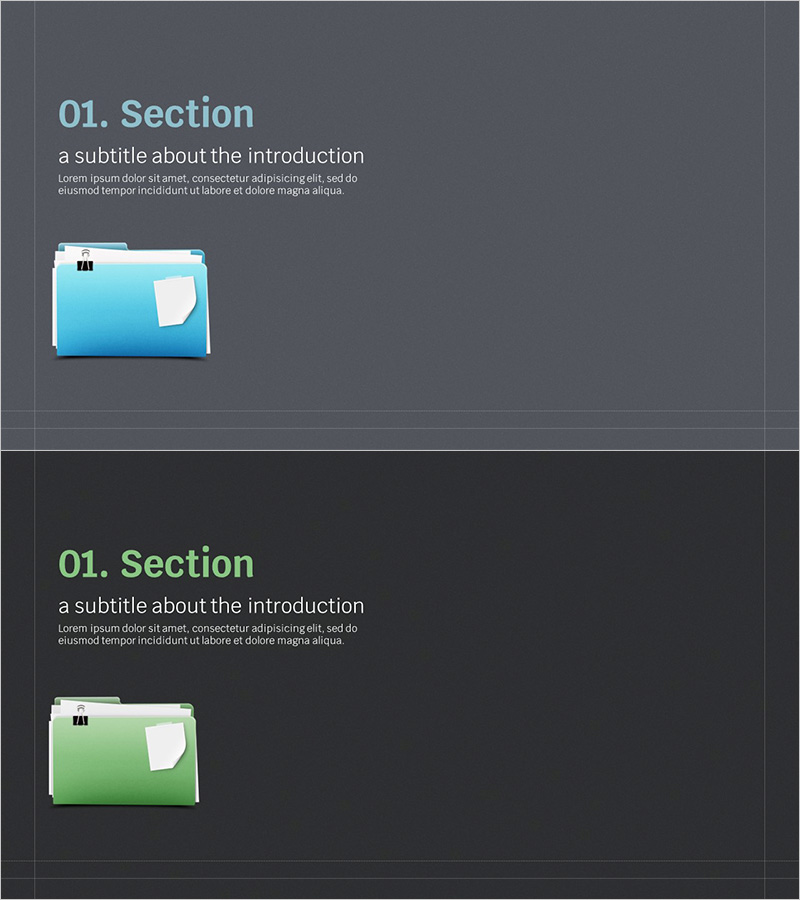 파일 폴더 템플릿 – 간지 있는 섹션 슬라이드