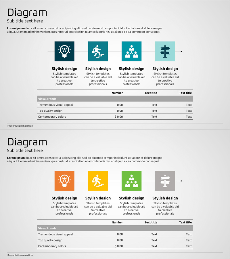 마케팅 및 추진계획을 담은 선형 다이어그램 슬라이드