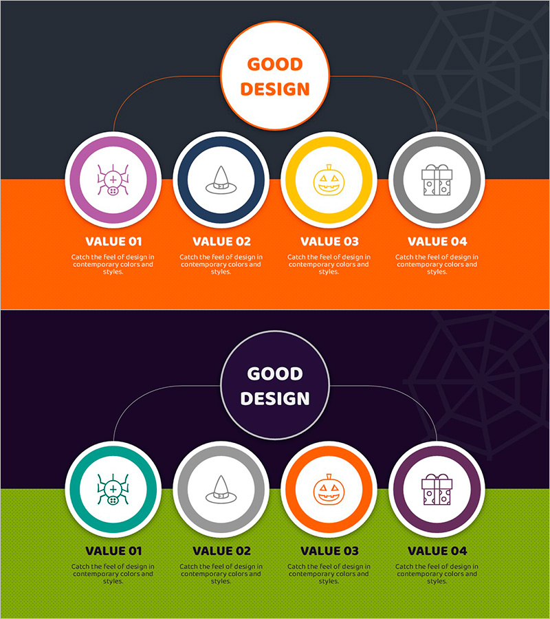 거미줄과 원형 트리구조를 시각화한 다이어그램 슬라이드