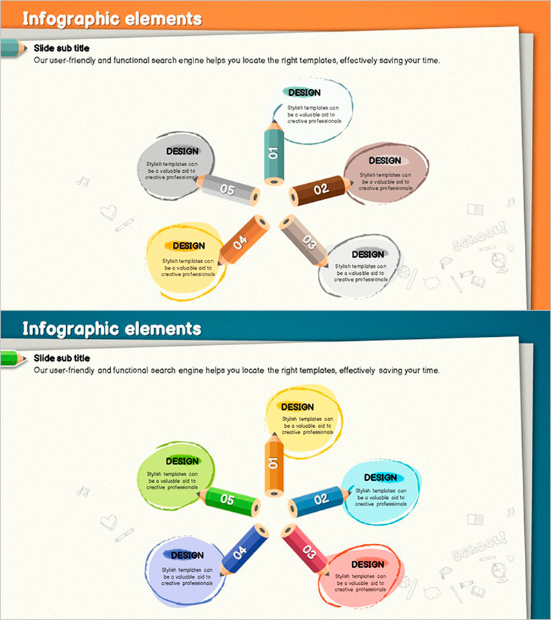 색연필을 활용한 중심이 없는 확산 다이어그램