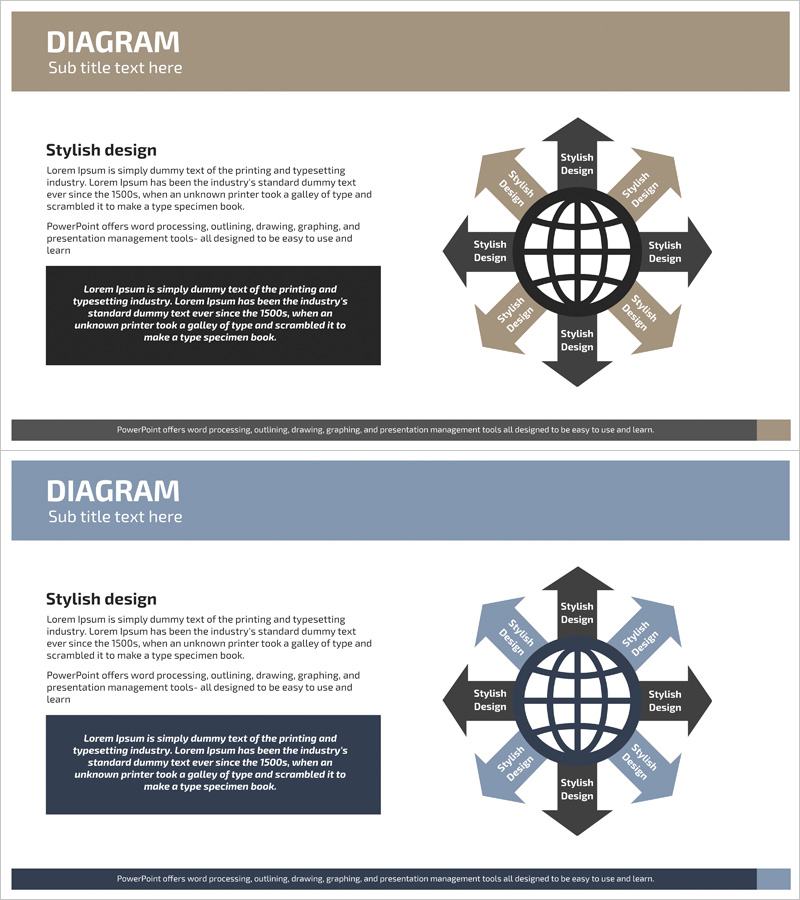 발산 다이어그램 슬라이드 – 사업 비전 및 전략