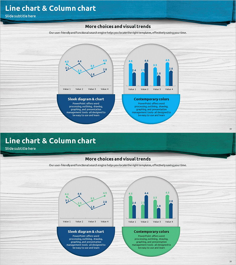 알약 모양 꺾은선그래프 및 막대그래프 – 시장 분석의 필수템