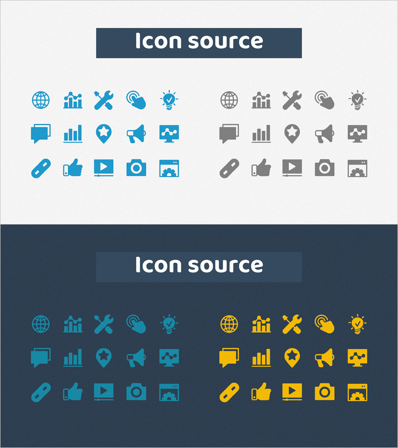 Icon Source Slide Template – Business Insights