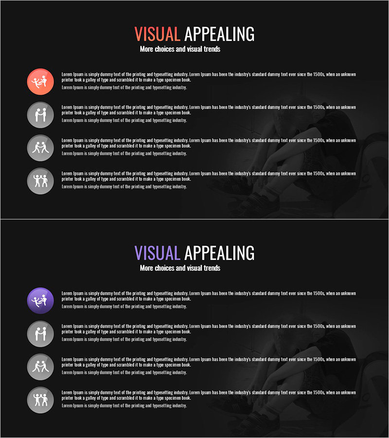싸움에 대한 아이콘과 텍스트 – 폭력 주제를 다룬 슬라이드