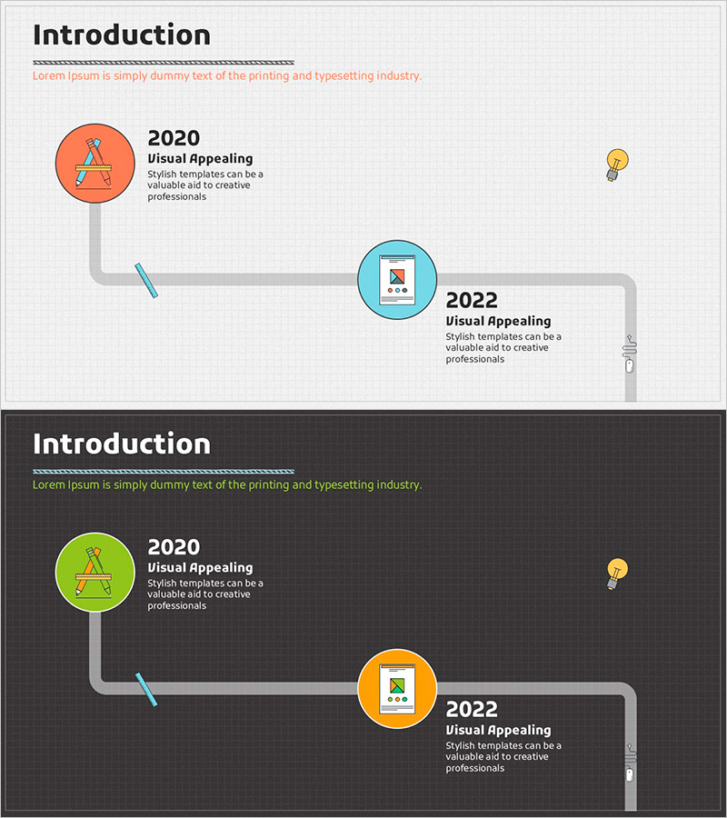 연혁 다이어그램 필기구 일러스트 템플릿 – 비주얼의 매력을 담은