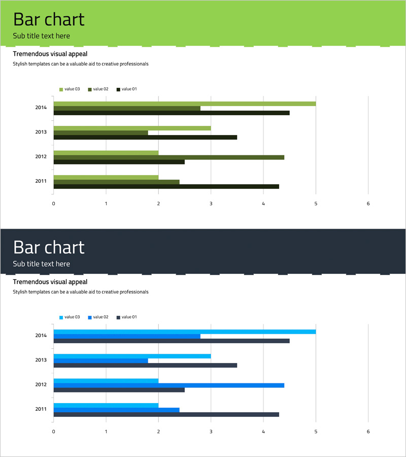 시장현황 및 경쟁사 분석 – 초록과 남색으로 강조