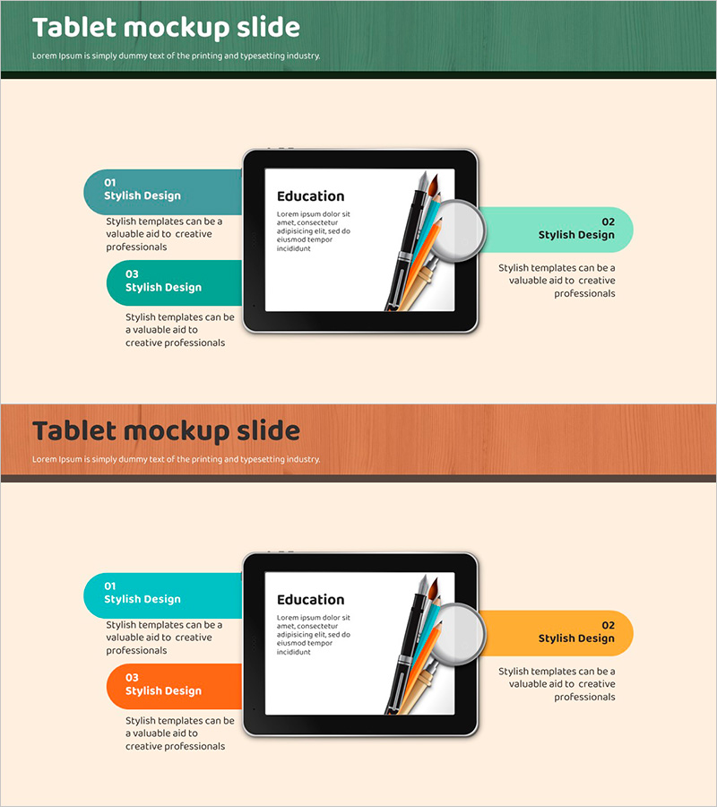 태블릿 필기구 목업 슬라이드 - 세련된 디자인으로 주목받기