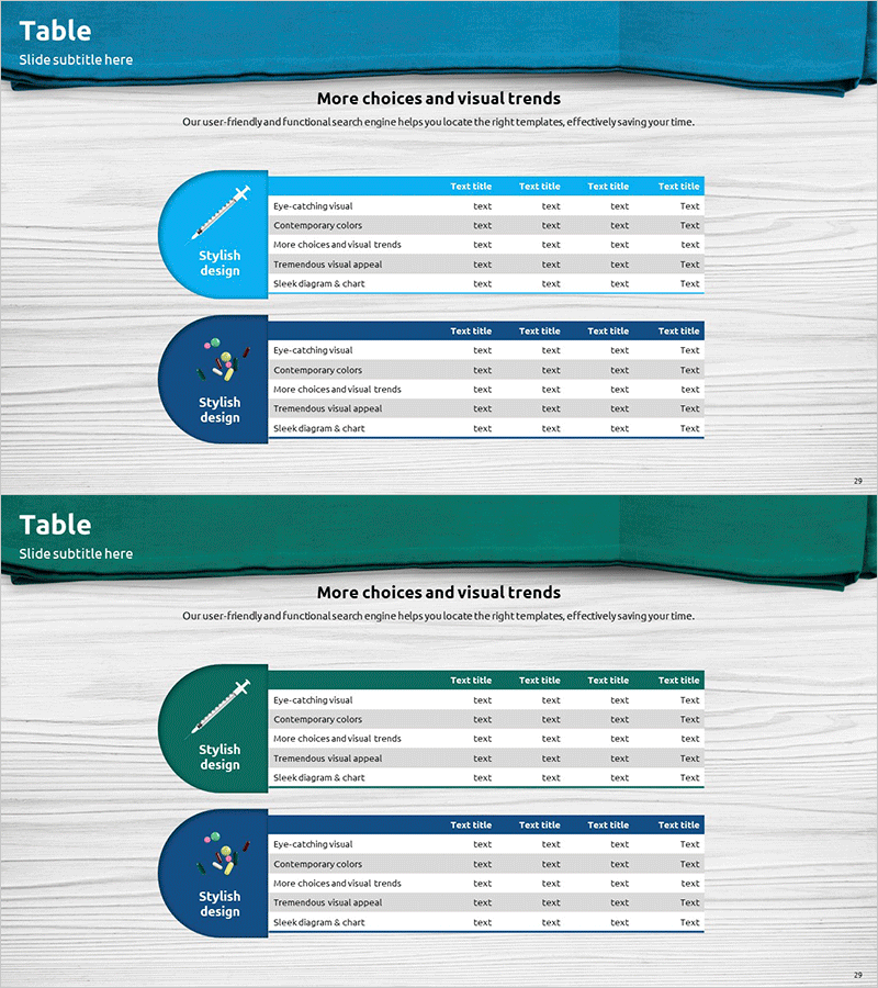 메디컬 분석 테이블 – 시장 및 경쟁사 분석에 적합