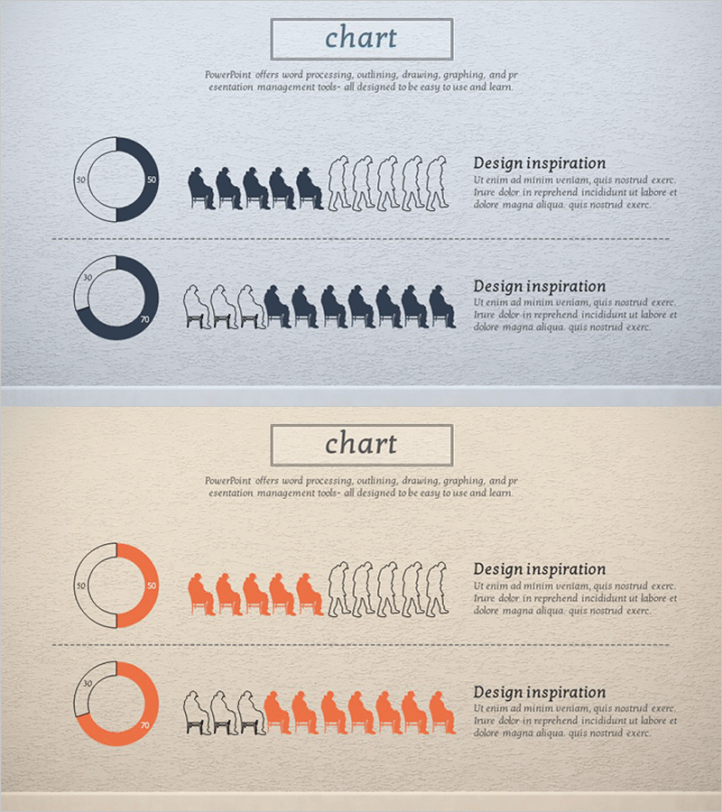 노인 실루엣 도넛형 원 그래프 – 고객 분석