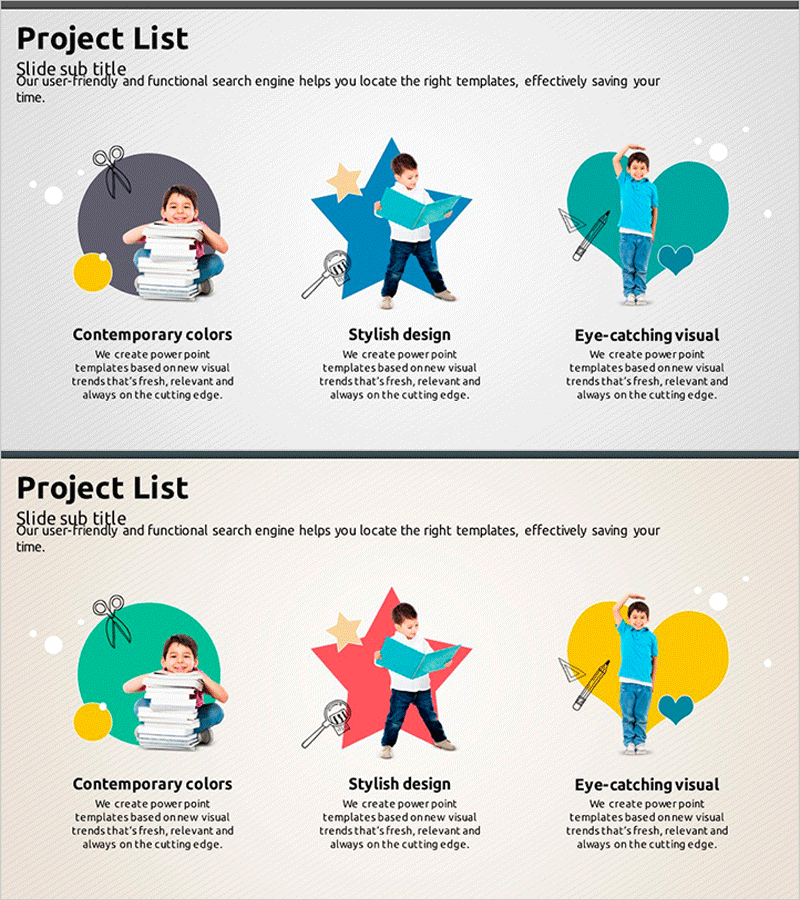 어린이 교육을 위한 도형 슬라이드 템플릿 – 즐거운 학습 경험