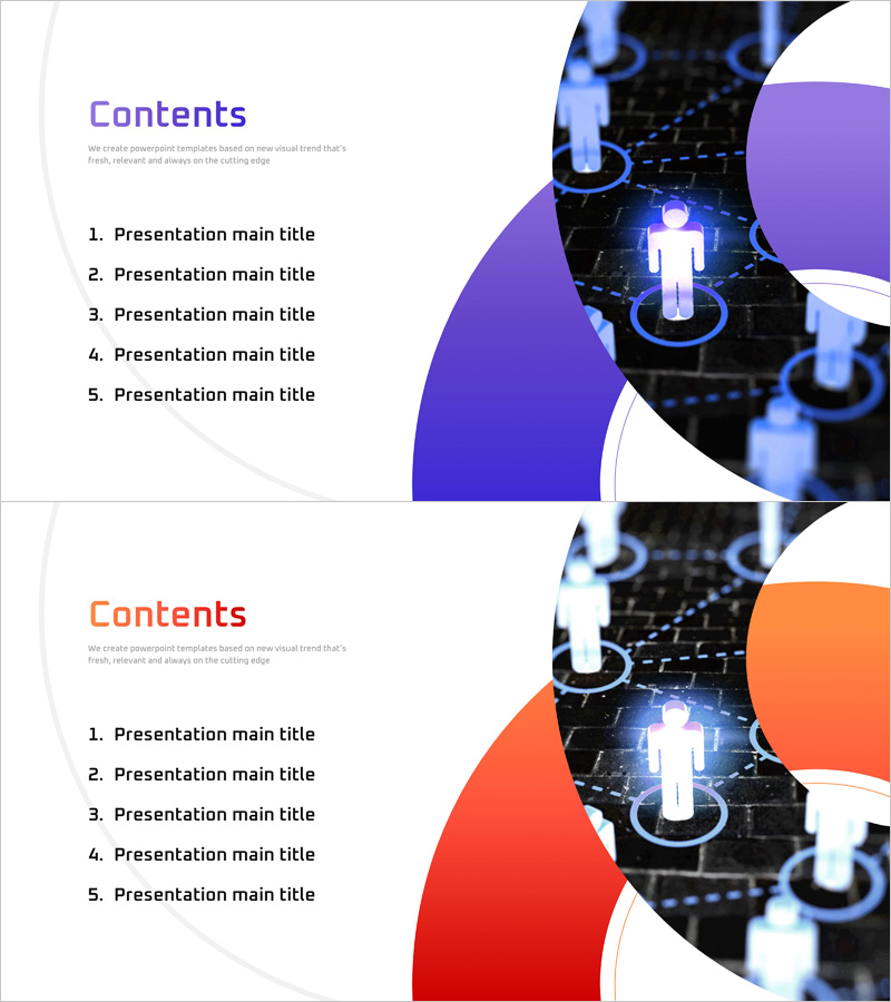 소셜 네트워크 원형 템플릿 목차 – 현대적이고 세련된 프레젠테이션