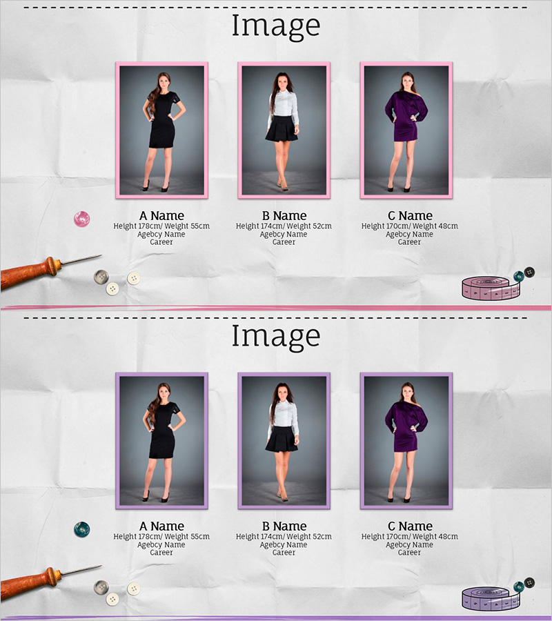 모델 이미지와 설명 텍스트 프레젠테이션 템플릿